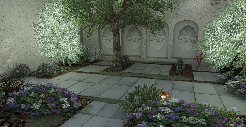 Contemporary Green Courtyard 3d design renderings