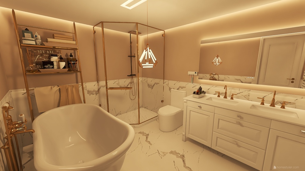 Farmhouse WarmTones WoodTones Grey Master Bathroom 3d design renderings