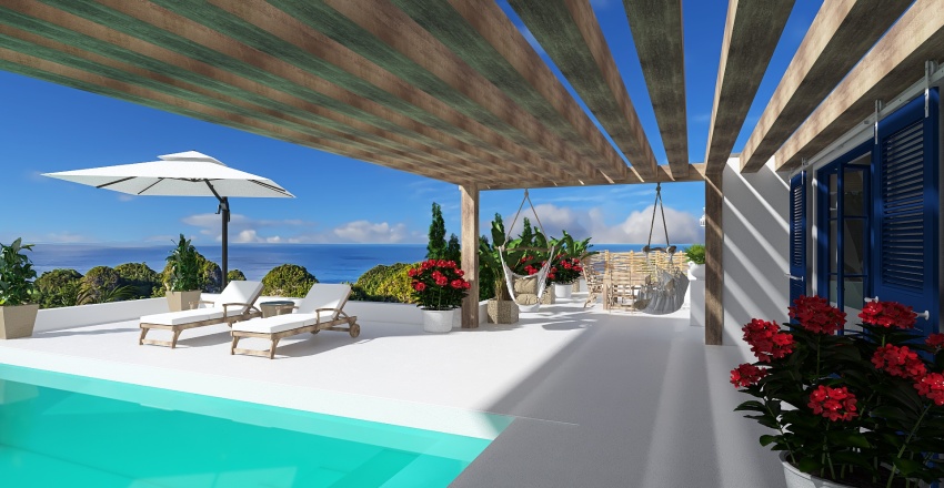 House in Santorini 3d design renderings