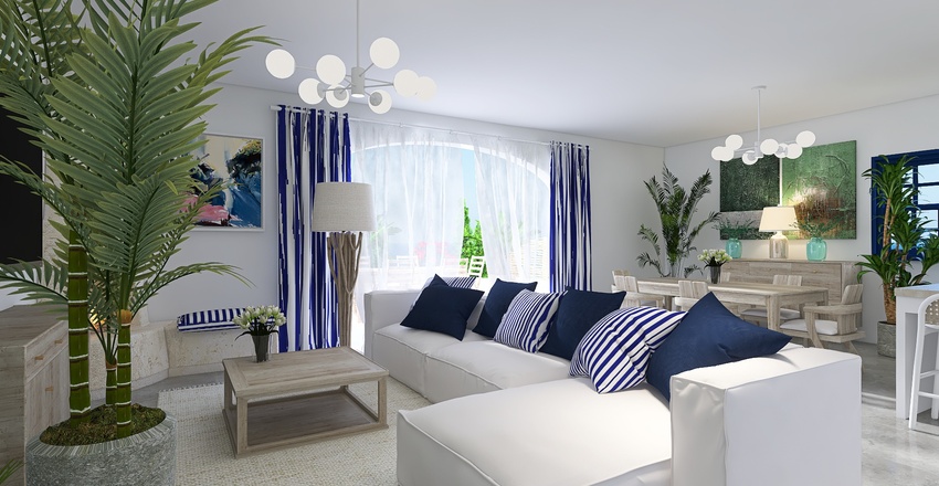 House in Santorini Interior Design Render