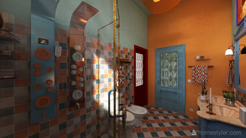 Bagno rosso Klimt 3d design renderings