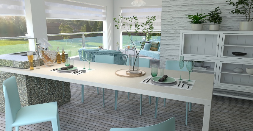 Contemporary Green veranda 3d design renderings
