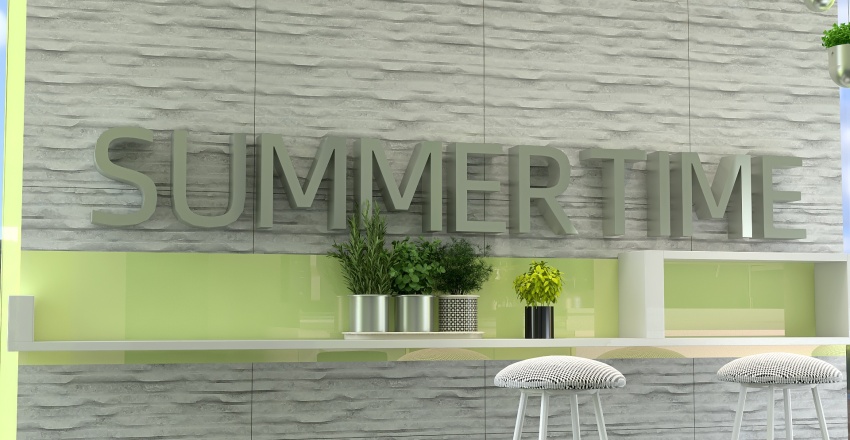 Contemporary Green Kitchen 3d design renderings