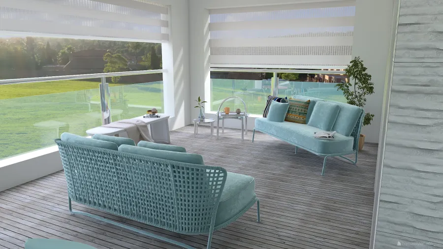 Contemporary Green veranda 3d design renderings