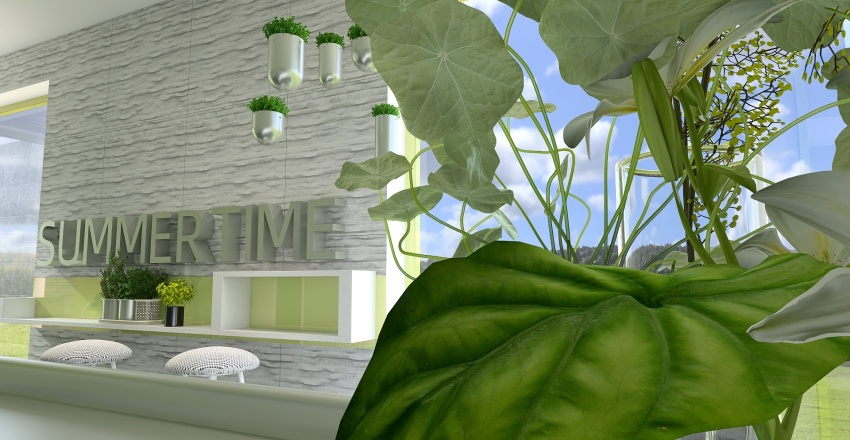 Contemporary Green Kitchen 3d design renderings