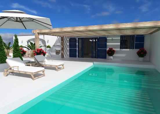 House in Santorini Design Rendering