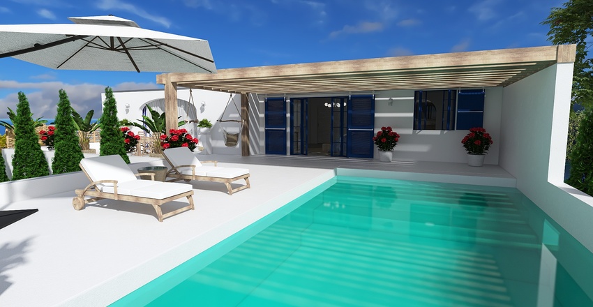 House in Santorini Interior Design Render