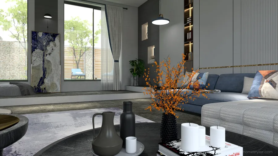 Contemporary StyleOther Blue Living Room 3d design renderings