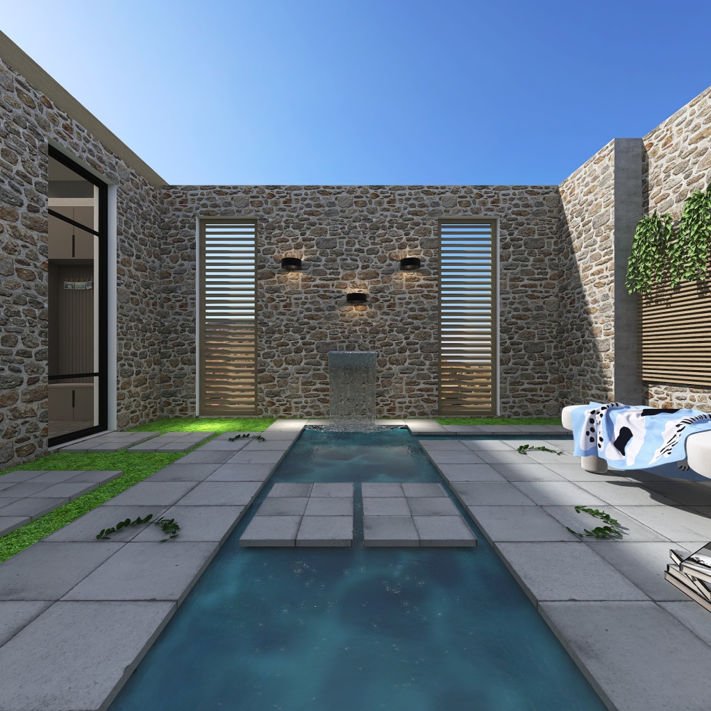 Contemporary StyleOther Blue Courtyard 3d design renderings
