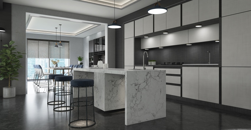 Contemporary StyleOther Blue Kitchen 3d design renderings
