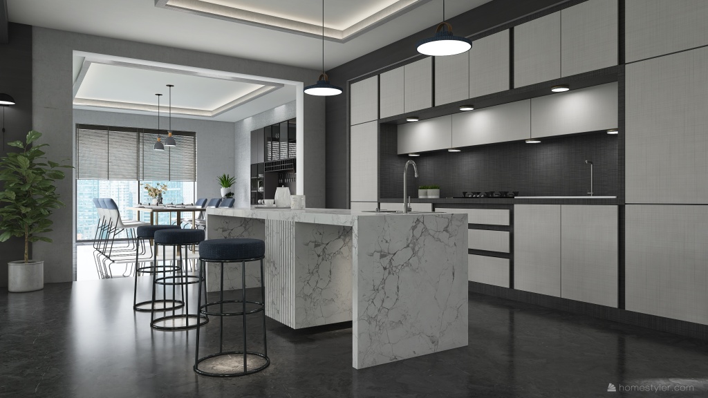 Contemporary StyleOther Blue Kitchen 3d design renderings