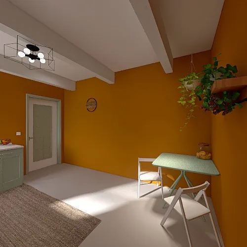cocina orange 3d design renderings