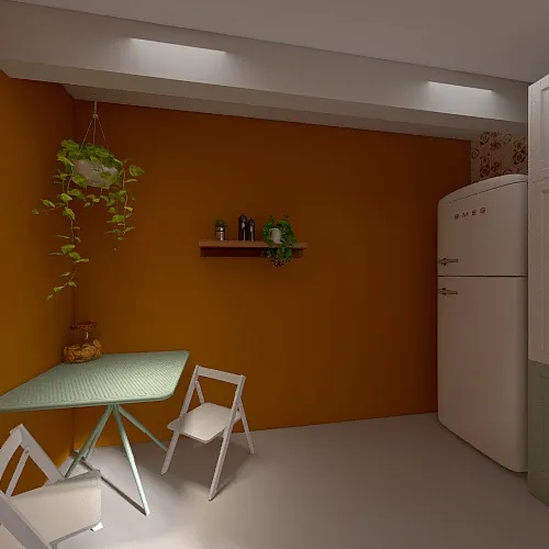 cocina orange 3d design renderings