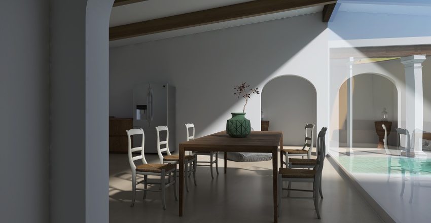 Costal ArtDeco White Hallway 3d design renderings