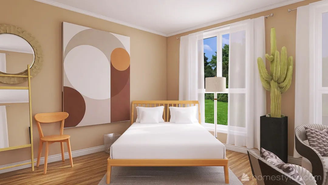 Neutral Style Bedroom 3d design renderings