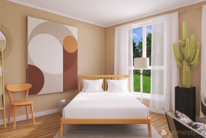 Neutral Style Bedroom Design Rendering