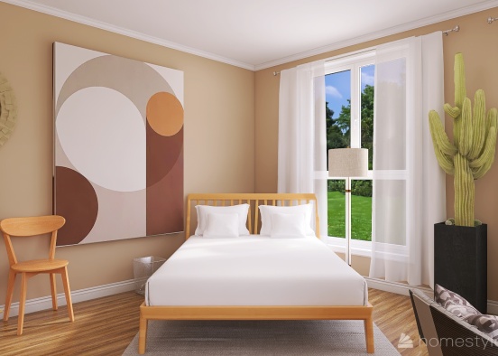 Neutral Style Bedroom Design Rendering