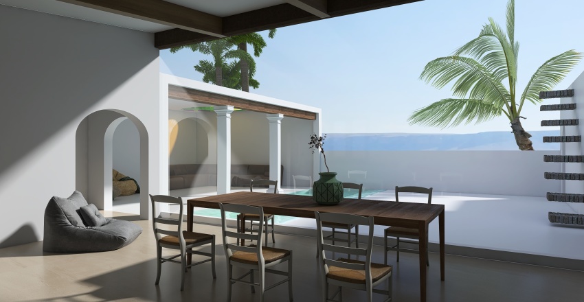 Costal ArtDeco White Kitchen 3d design renderings
