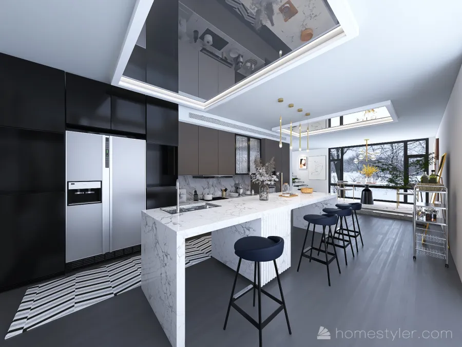 kitchen and dining room 3d design renderings