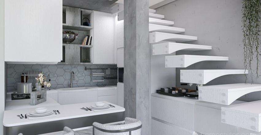 Living/Dining Room & Kitchen 3d design renderings