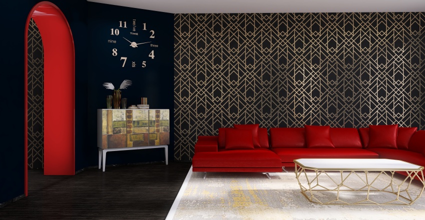 Room 2- Bold Colors and Geometry 3d design renderings