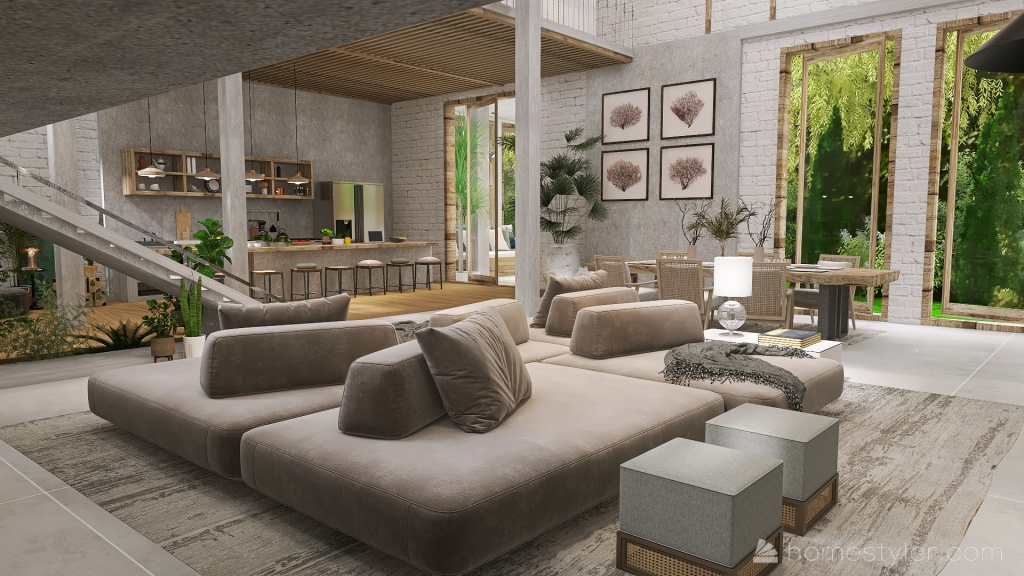 Farmhouse House of Penwarn WoodTones Beige Grey 3d design renderings
