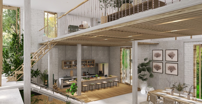 Farmhouse House of Penwarn WoodTones Beige Grey 3d design renderings