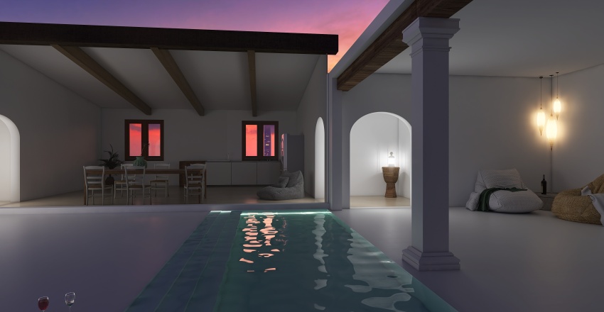 Costal ArtDeco White Lounge 3d design renderings