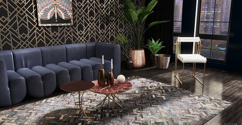Art Deco Style Flat 3d design renderings