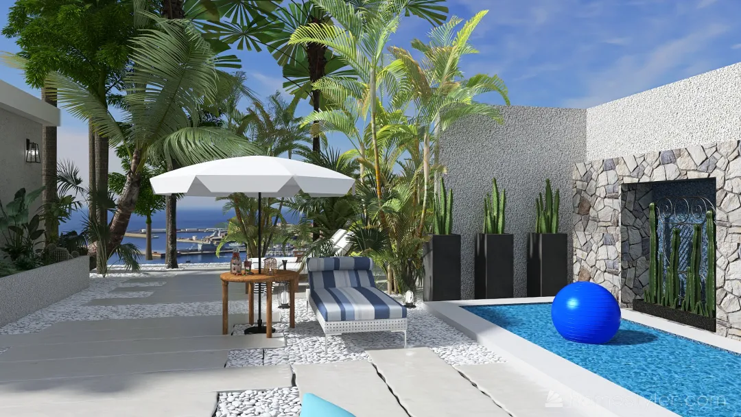 Costal Ocean Retreat Blue 3d design renderings