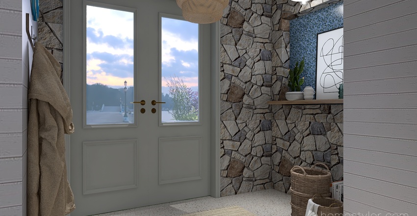 Costal Blue Kitchen 3d design renderings