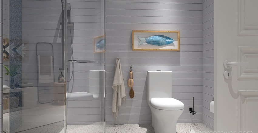 Costal Blue Second Bathroom 3d design renderings