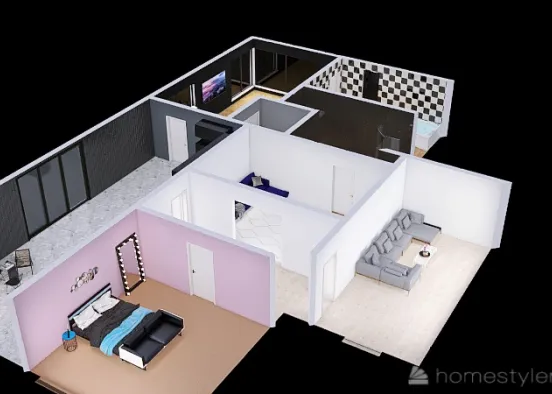 two bedroom bungalow Design Rendering