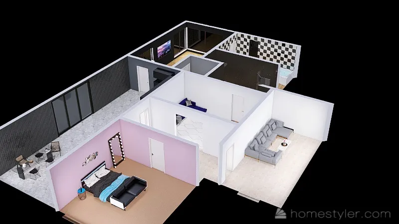 two bedroom bungalow 3d design renderings