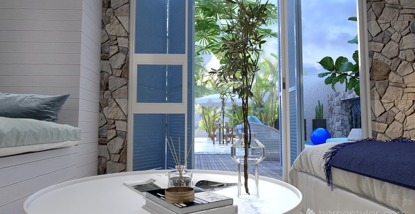 Costal Ocean Retreat Blue 3d design renderings