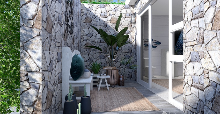 Costal Ocean Retreat Blue 3d design renderings