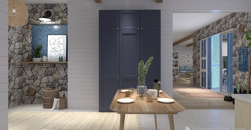 Costal Blue Kitchen 3d design renderings