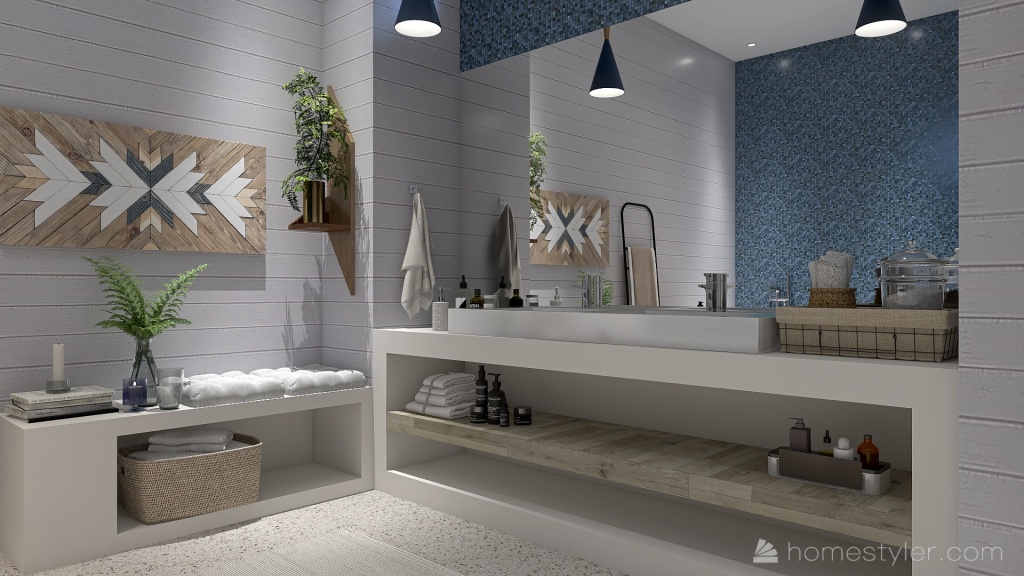 Costal Blue Second Bathroom 3d design renderings