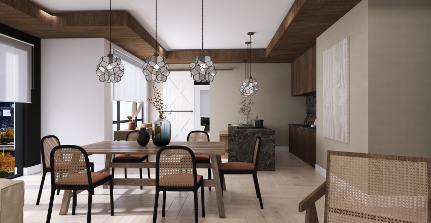 Bohemian StyleOther Beige ColorScemeOther Black WarmTones Living Room 3d design renderings