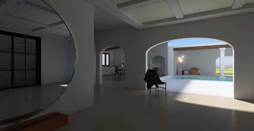 Costal ArtDeco White Hallway 3d design renderings