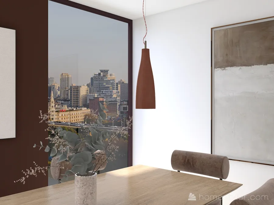 Sala de estar - apartamento con grandes ventanas 3d design renderings