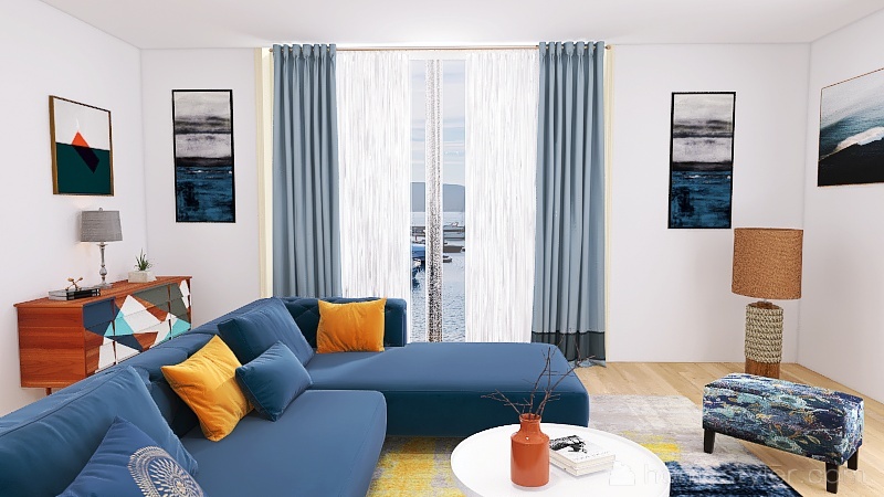 appartement blue 3d design renderings