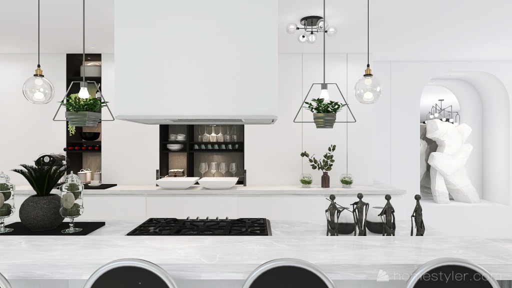 Contemporary Prestini Estate Black White ColdTones Beige 3d design renderings