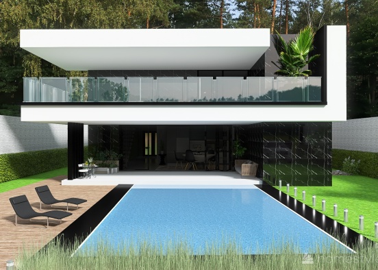 Siyah Beyaz Villa Design Rendering