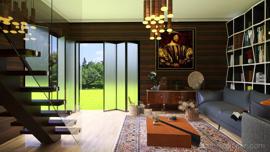 Scandinavian Şirin Bir Dağ Evi Black WoodTones 3d design renderings