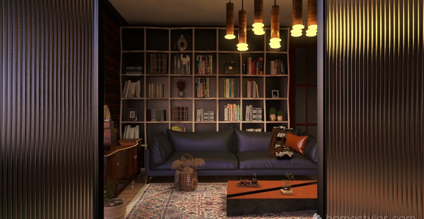 Scandinavian Şirin Bir Dağ Evi Black WoodTones 3d design renderings