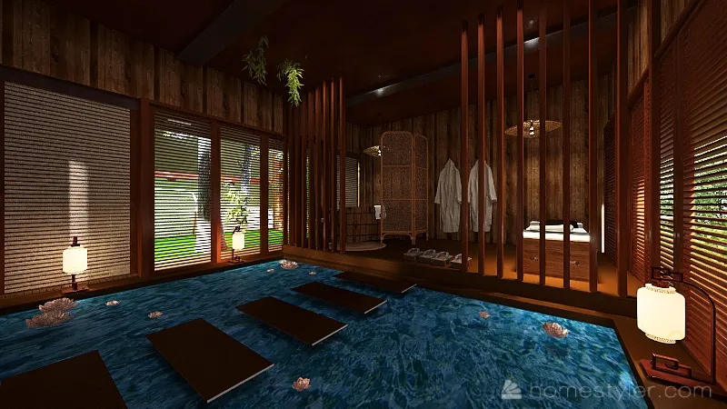 Outdoor Bath and Spa 3d design renderings