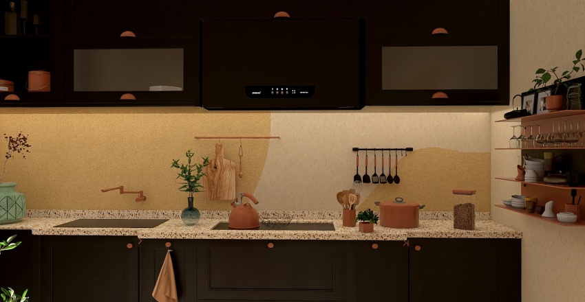Yellow Kitchen 3d design renderings