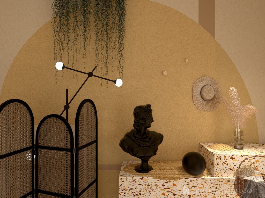 Yellow Living Room 3d design renderings