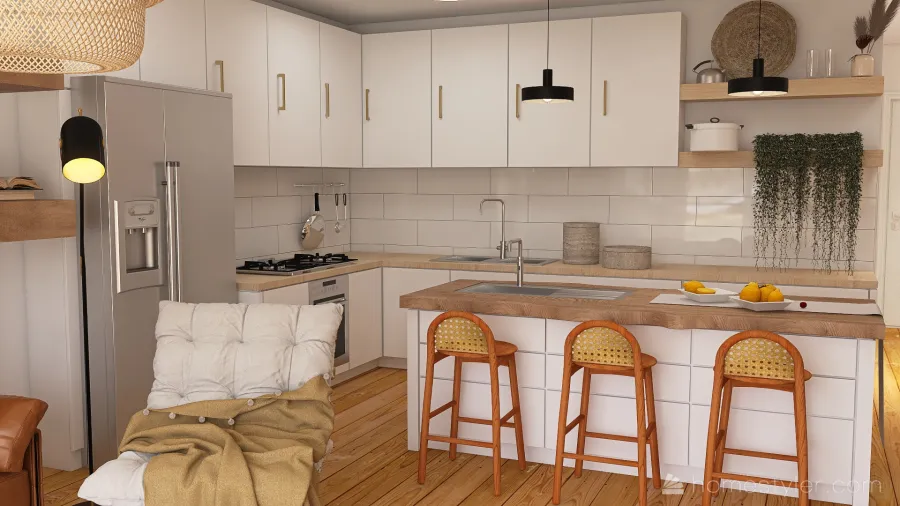 boho apartment 3d design renderings